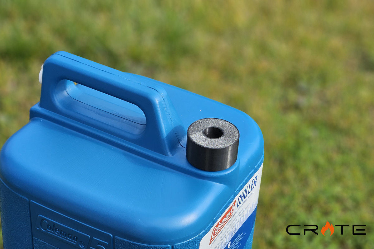 FireCrateUSA Coleman water jug water pump adapter detail view
