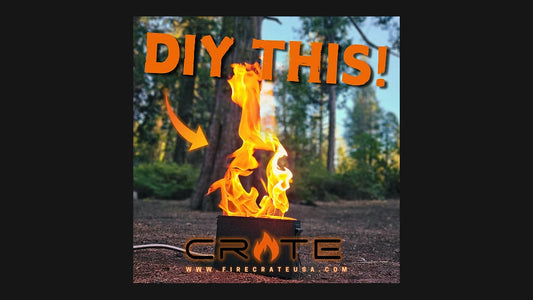DIY ammo can propane fire pit in use with FireCrateUSA branding