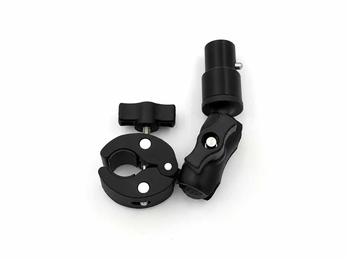 FireCrateUSA 1/4-20 mount adapter with SuperClamp arm for Devos LightRanger 1200 and 2000 on a white background